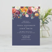 Paprika Burgundy Floral Wedding Einladung (Stehend Vorderseite)