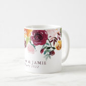 Paprika Burgundy Floral Wedding Tasse (VorderseiteRechts)