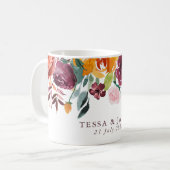 Paprika Burgundy Floral Wedding Tasse (Vorderseite Links)