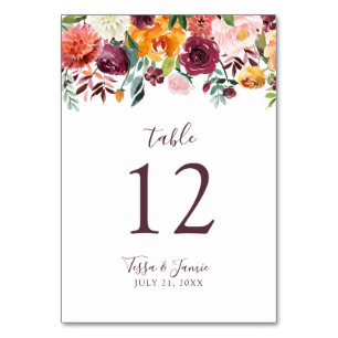 Paprika Burgundy Tischnummer Card