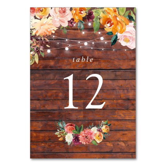 Paprika Burgundy Tischnummer Card (Rückseite)