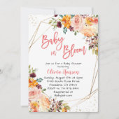 Paprika Floral Baby in Bloom Baby Dusche Einladung (Vorderseite)