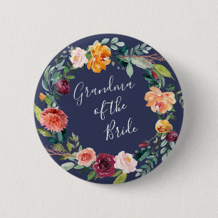 Paprika Floral Großmutter der Braut Knopf Button