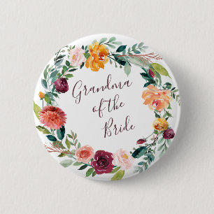 Paprika Floral Oma of the Bride Button