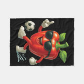 Paprika-Fußball  Fleecedecke (Vorderseite (Horizontal))