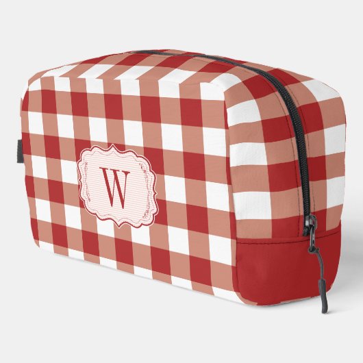 Paprika und White Gingham mit Monogramm Waschbeutel (Rechte Ecke)