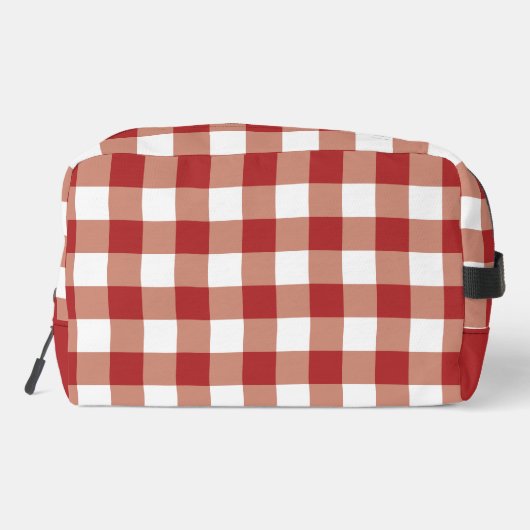 Paprika und White Gingham mit Monogramm Waschbeutel (Rückseite)
