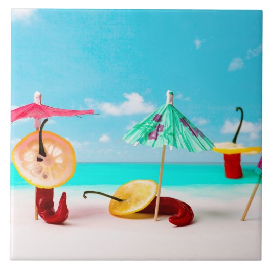 Paprikaschoten am Chili Fliese (Vorderseite)