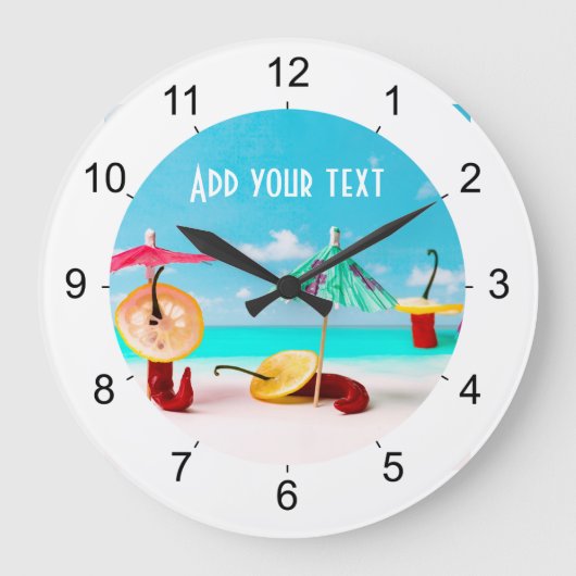 Paprikaschoten am Chili Große Wanduhr (Vorderseite)