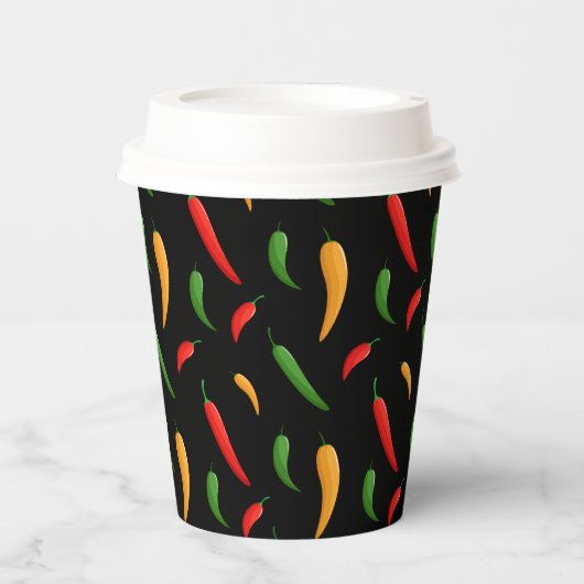 Paprikaschoten aus scharfem Chili Papiertasse Pappbecher (Vorderseite)