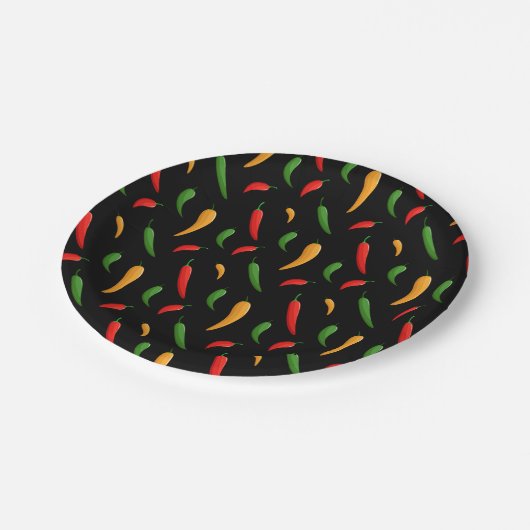 Paprikaschoten aus scharfen Chilis Pappteller (Schrägansicht)