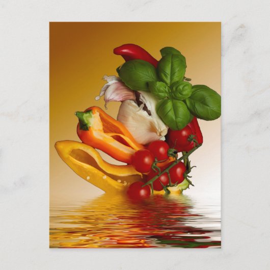 Paprikaschoten Basilikum Tomaten/Paradeiser Knobla Postkarte (Vorderseite)