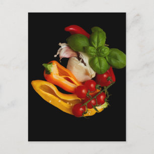 Paprikaschoten Basilikum Tomaten/Paradeiser Knobla Postkarte