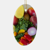 Paprikaschoten, Cilantro, Zwiebeln Keramik Ornament (Rechts)