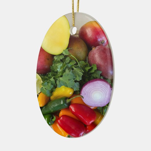 Paprikaschoten, Cilantro, Zwiebeln Keramik Ornament (Links)