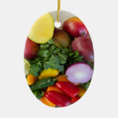 Paprikaschoten, Cilantro, Zwiebeln Keramik Ornament (Vorne)