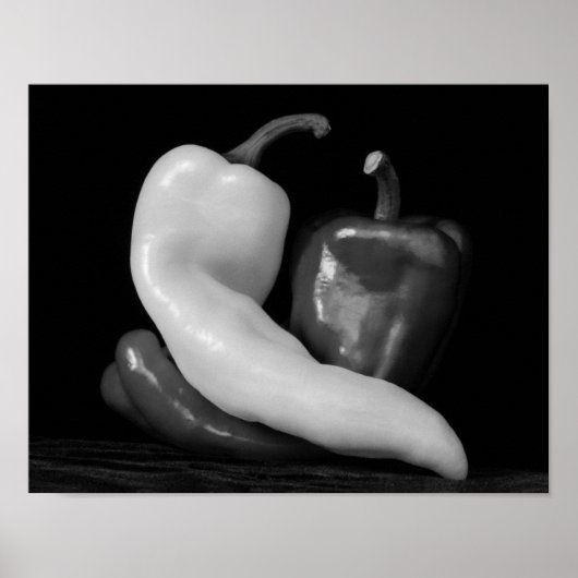 Paprikaschoten in der Liebe Schwarz-Weiß-Fotografi Poster (Vorne)