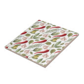 Paprikaschoten, Knoblauch, Oliven und Kräuter aus  Fliese (Seite)