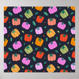 Paprikaschoten mit handgezogenem Gemüse Poster