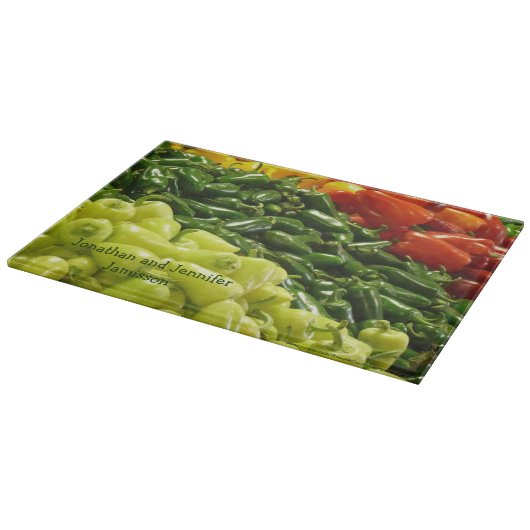 Paprikaschoten mit heißem Stuhl Personalisiert Nam Schneidebrett (Ecke)