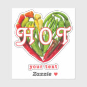 Paprikaschoten mit Hot Chili - benutzerdefinierter Aufkleber (Blatt)