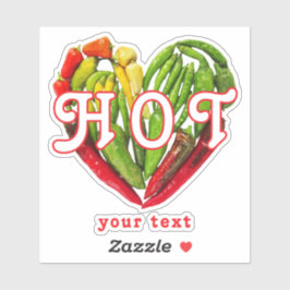 Paprikaschoten mit Hot Chili - benutzerdefinierter Aufkleber