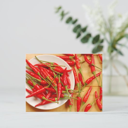 Paprikaschoten mit rotem Chili drucken Postkarte (Stehend Vorderseite)