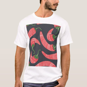 Paprikaschoten mit rotem Chili: nahtloses Vintages T-Shirt