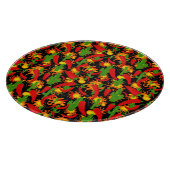 Paprikaschoten mit rotem Chili Schneidebrett (Ecke)