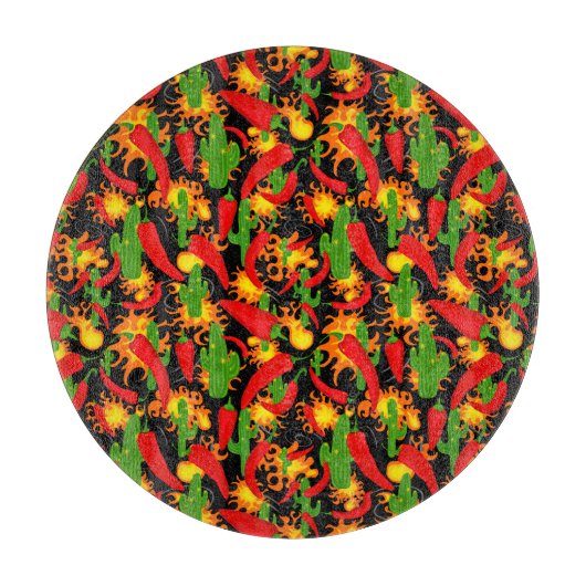 Paprikaschoten mit rotem Chili Schneidebrett (Vorderseite)