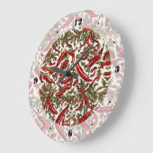 Paprikaschoten mit rotem Chili Vintag Muster Große Wanduhr (Winkel)