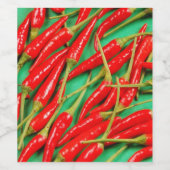 Paprikaschoten mit rotem Chili Weinetikett (Einzelnes Label)