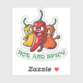 Paprikaschoten mit scharfen Chilis Aufkleber (Blatt)