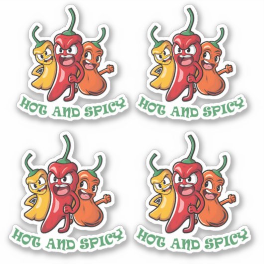Paprikaschoten mit scharfen Chilis Aufkleber (Vorderseite)