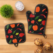 Paprikaschoten Oven Mitt & Pot Holder Set (Oben Unten)