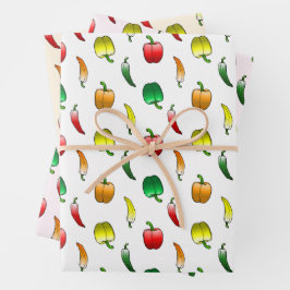 Paprikaschoten und süße, lange Paprikaschoten Geschenkpapier Set