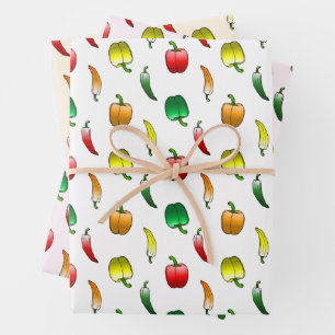 Paprikaschoten und süße, lange Paprikaschoten Geschenkpapier Set