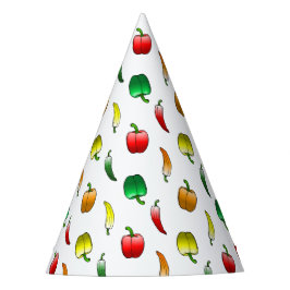 Paprikaschoten und süße, lange Paprikaschoten Partyhütchen