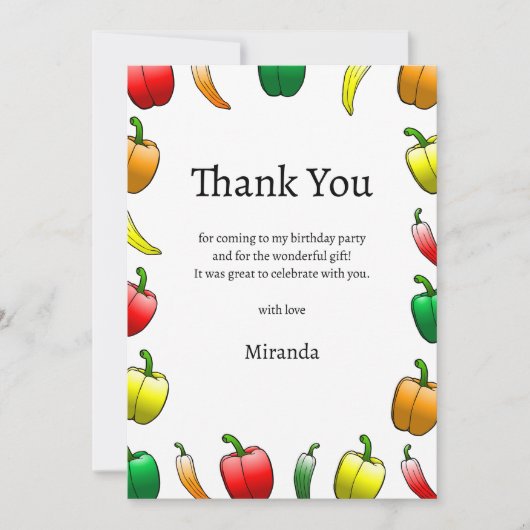 Paprikaschoten und süße Paprikaschoten Dankeskarte (Vorderseite)
