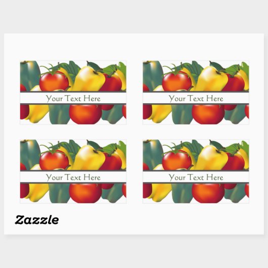 Paprikaschoten und Tomaten Rechteckiger Aufkleber (Blatt)