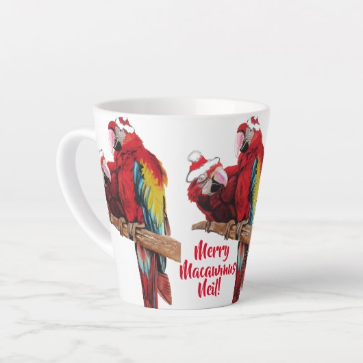 Paprot Red Merry Christmas Macaw Latte Tasse (Linke Ecke)