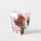 Paprot Red Merry Christmas Macaw Latte Tasse (Vorderseite)