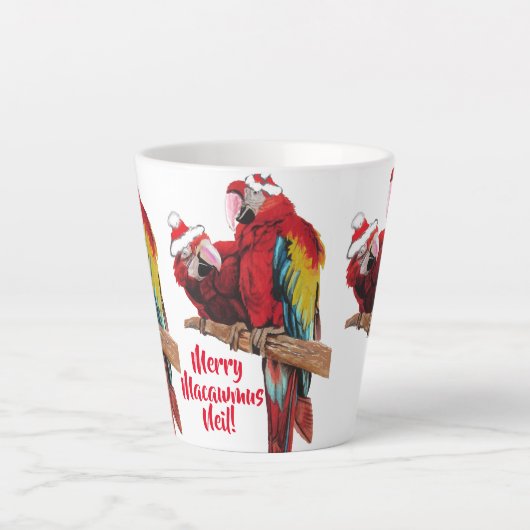 Paprot Red Merry Christmas Macaw Latte Tasse (Vorderseite)