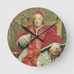 Papst Clement XIII (1693-1769) (Öl auf Leinwand) Runde Wanduhr