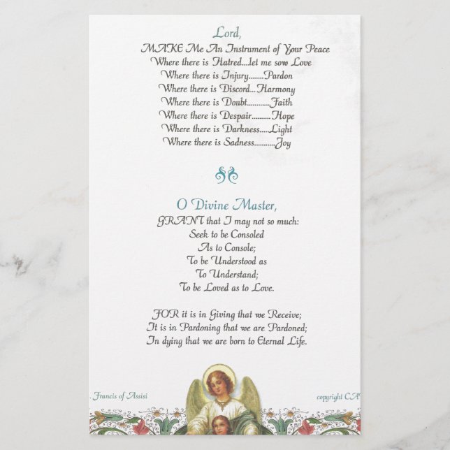 Papst francis=st. francis simple gebet=angel (Vorderseite)