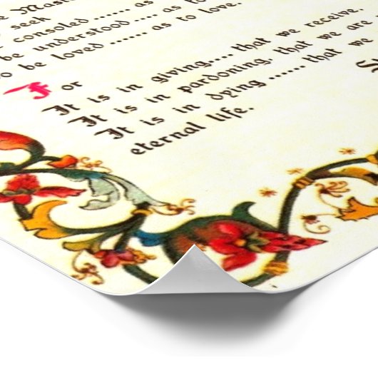 Papst Francis St. Francis SIMPLE PRAYER Poster (Ecke)