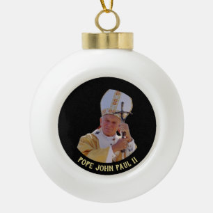 Papst Johannes Paul II. mit Pastoralkreuz Jan Pawe Keramik Kugel-Ornament