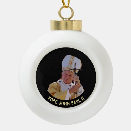Papst Johannes Paul II. mit Pastoralkreuz Jan Pawe Keramik Kugel-Ornament (Vorderseite)