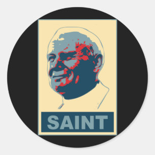 Papst Johannes Paul II. Pop-Kunst HEILIGES T-Shirt Runder Aufkleber