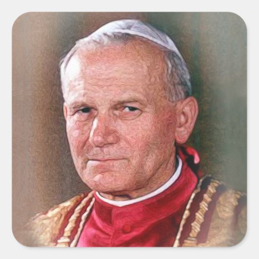 Papst Johannes Paul II Quadratischer Aufkleber (Vorderseite)